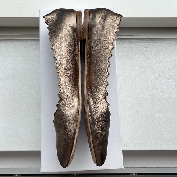 Chloé Lauren Scalloped Ballerina Flats - Pewter - Picture 4 of 8